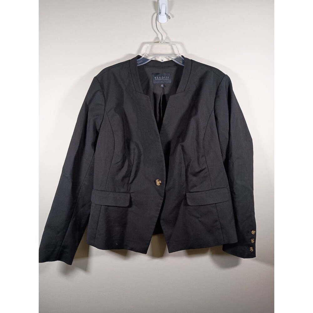 Eloquii Blazer Womens Black Single Button Workwear Career Jacket Plus Size 18
